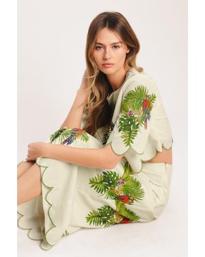 TRUEDAMES Island Elegance Woven Midi Skirt - Green