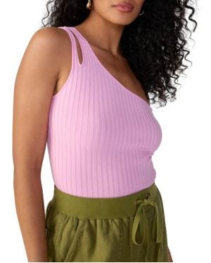 Sanctuary One Shoulder Rib Tank - Pink