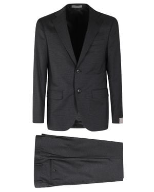 Corneliani Prince Of Wales Check Wool Suit - Black