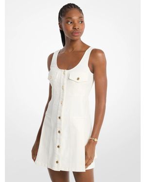 Michael Kors Outlet Pleated Denim Mini Dress - White