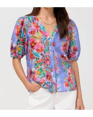 Johnny Was Mirrian Peasant Blouse - Blue