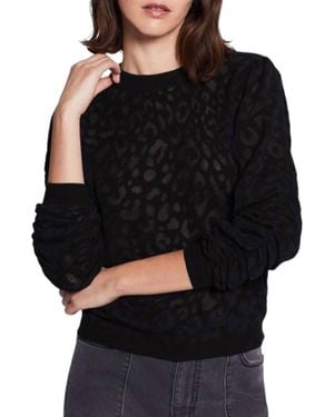 Joie Itana Leopard Burnout Caviar Knit Sweater - Black