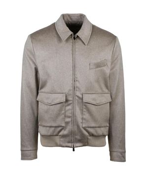 Luigi Borrelli Napoli Cashmere Aviator Jacket - Gray
