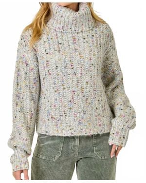 Mystree Turtleneck Mixed Yarn Sweater - Gray