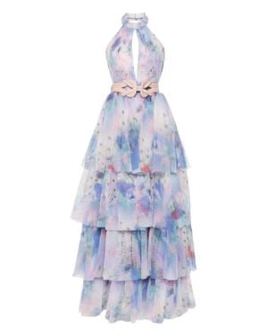 Saiid Kobeisy Floral Printed Long Dress - Blue