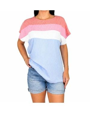 7Th Ray Textured Short Sleeve Top - Blue