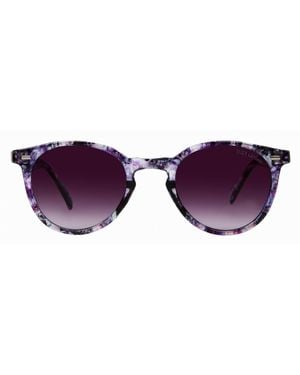 Suzy Levian Tortoise Round Lens Accent Sunglasses - Purple