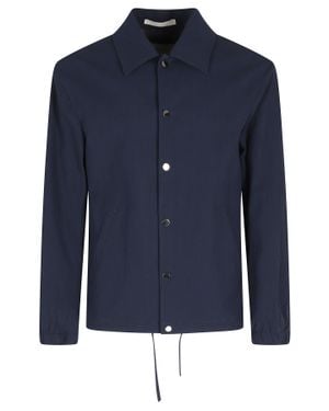 Paolo Pecora Jacket Shirt Drawstring Cotton-Blend Jacket - Blue