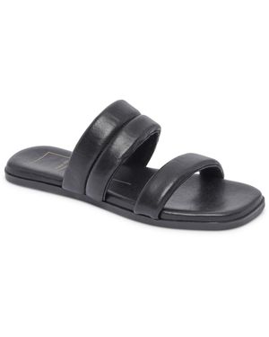 Dolce Vita Adore Leather Slip On Slide Sandals - Black