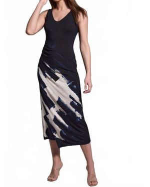 NIC+ZOE Abstract Ruched Knit Dress - Blue