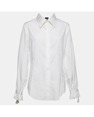 Gianfranco Ferré Off Cotton Tassel Detail Button Front Shirt - White
