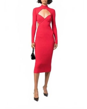 Fleur du Mal Knit Cross Back Midi Dress - Red