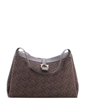 Ferragamo Gancini Shoulder Tote Bag Gancini Jacquard Medium - Gray