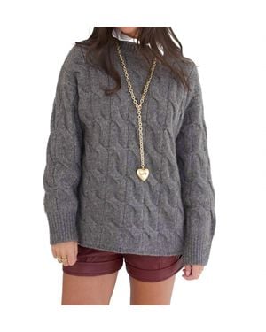 Beige Botany Oversized Cable Knit Sweater - Gray