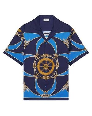 Bally Printed Short-Sleeve Silk Camp Shirt - Blue