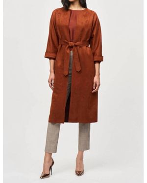 Joseph Ribkoff Scuba Suede Straight Fit Coat - Brown