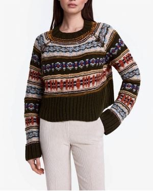 Smythe Handknit Cropped Crewneck Sweater - Brown