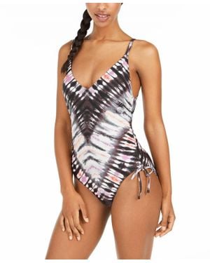 BarIII Tie Dyed Low Back One Piece Swimsuit - Blue