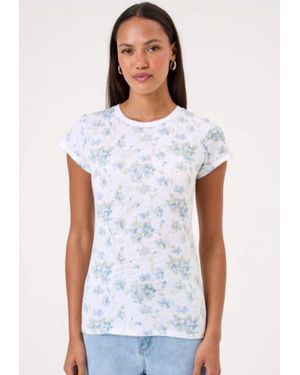 Goldie Tees Meadow Short Sleeve Floral Ringer Tee - White