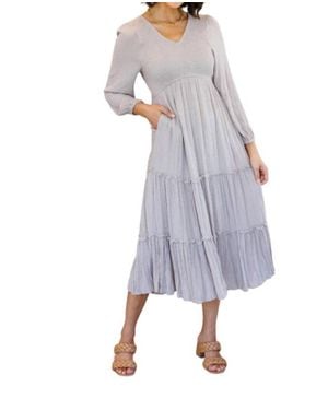 Hayden LA Easy Come, Easy Go Tiered Midi Dress - Gray