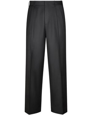 Cellar Door Straight-Leg Pants With Mid-Rise Waist And Tailored Detailing - Gray