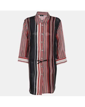 Basler Tricolor Stripe Chiffon 3/4 Sleeve Shirt - Red
