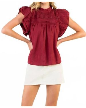 Thml Flutter Sleeve Blouse - Red