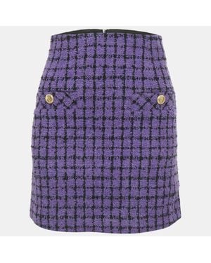 Sandro Checkered Tweed Mini Skirt - Purple