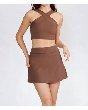 Cream Yoga Evelyn Mini Skort - Brown