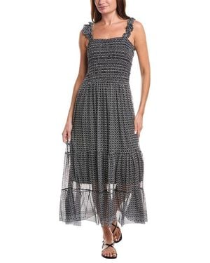 Max Studio Smocked Ruffle Strap Maxi Dress - Black