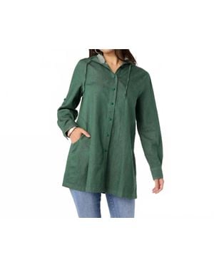 Coco + Carmen Maddie Hooded Tunic Top - Green