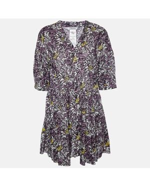 Max Mara S'Max Mara Floral Printed Cotton Mini Dress - Purple