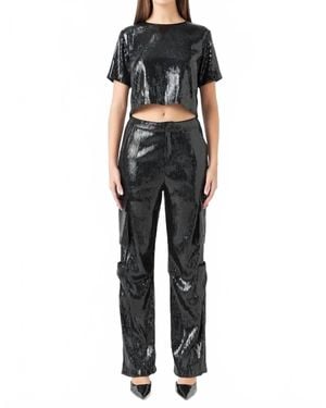 Endless Rose Sequins Cargo Pants - Black