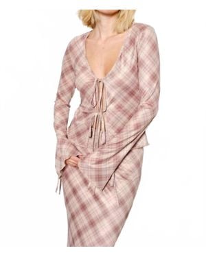 Pretty Garbage Ria Plaid Mesh Top - Pink