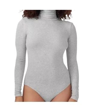 American Apparel Cropped Top Bodysuit Long Sleeves - Gray