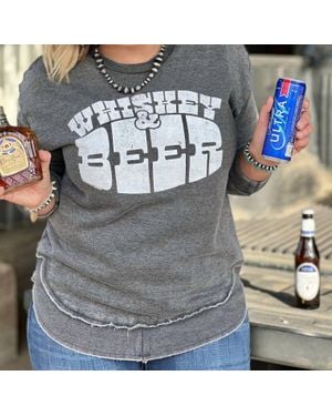 Texas True Threads Beer & Whiskey Sweatshirt - Gray