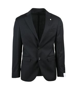 Luigi Bianchi Virgin Wool Tailored Jacket With Unlined Design - Black