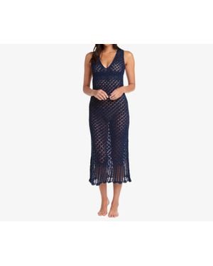 Helen Jon Claudia Crochet Midi Dress - Blue