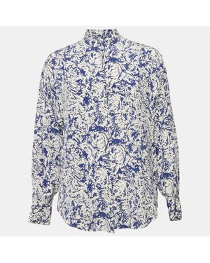 Isabel Marant Printed Silk Button Front Cade Top - Blue