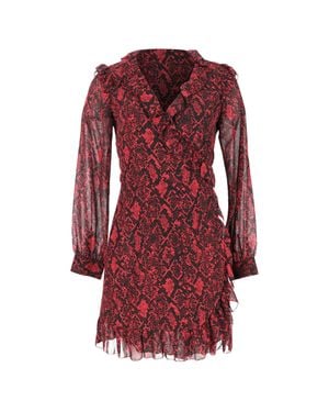 Michael Kors Snakeskin-Print Ruffled Mini Dress - Red
