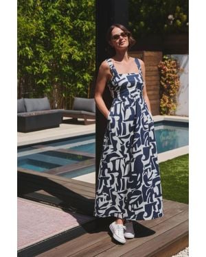 Stateside Art Geo Smocked Dress - Green