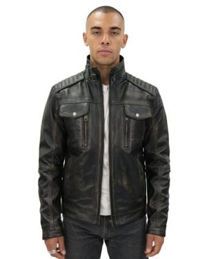 Infinity Leather Vintage Leather Biker Jacket-Cape Town - Black