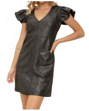 Voya Faux Leather Mini Dress - Black