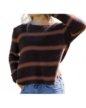 Wooden Ships Mare Striped Chunky Crew Cotton Top - Black