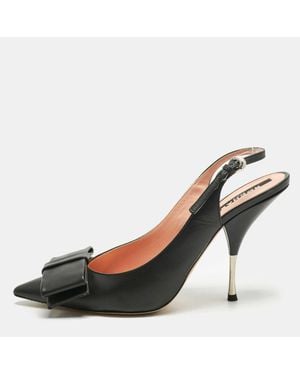 Rochas Leather Bow Slingback Pumps - Black