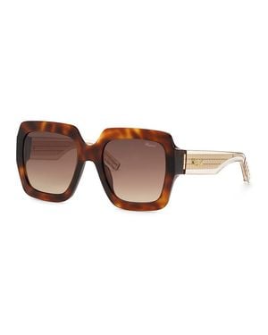 Chopard Sunglasses Square Full Rim, Shiny Havana Frame And Gradient Lens Sch363M0909 - Brown
