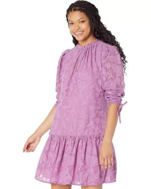 Little Mistress Morgan Shift Dress Ruffle Hem Preppy Jdm831 - Purple
