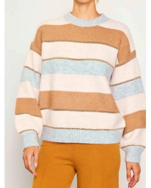 Skies Are Blue Striped Crewneck Sweater - Gray