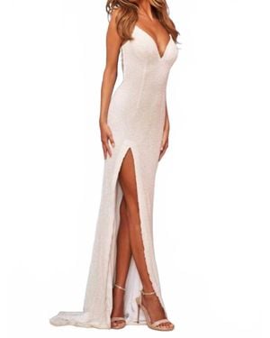 Sherri Hill Butterfly Back Slit Skirt Dress - White