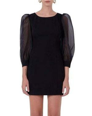 Endless Rose Organza Blouson Mini Dress - Black